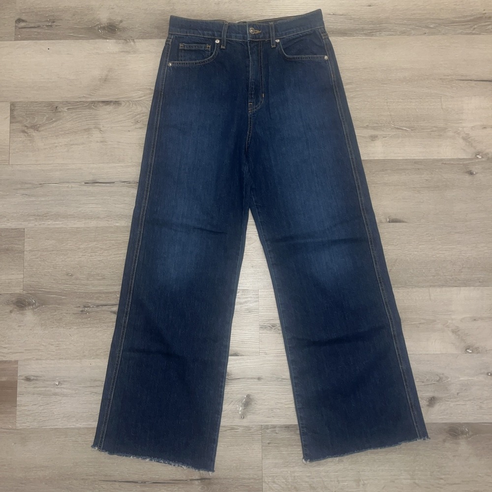 Veronica Beard Dark Blue Wide Leg Flare Jeans